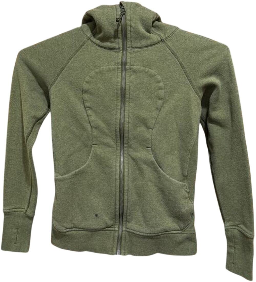 LuluLemon Hoodie‎ Womens Size 6 Green Hooded Logo Jacket Green Full Zip STAIN